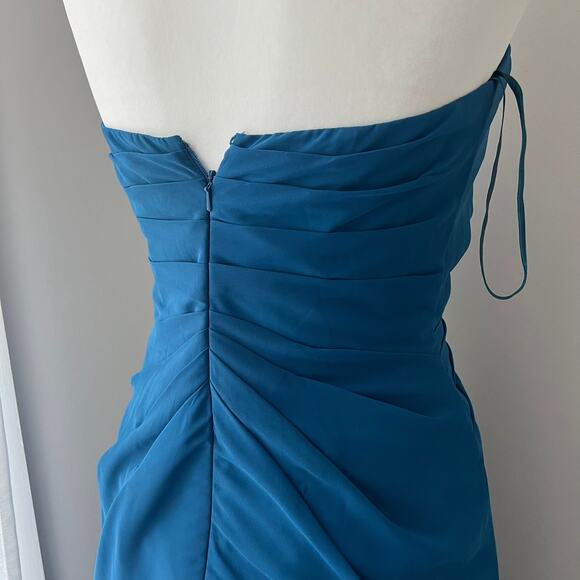 Morilee Madeline Gardner Blue Chiffon Gown Strapless Rouched Side size 8 - Picture 4 of 7